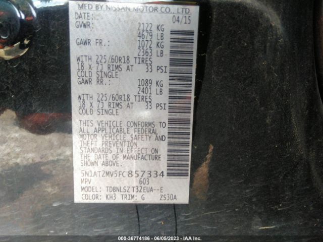 5N1AT2MV5FC857334 Nissan Rogue Sl