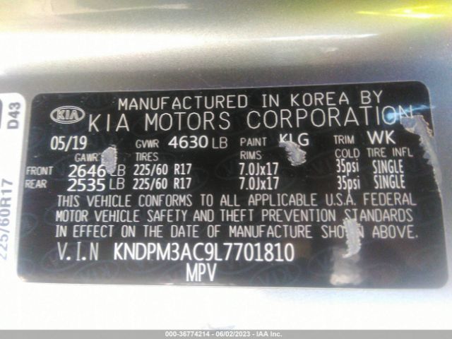 KNDPM3AC9L7701810 KIA Sportage Lx