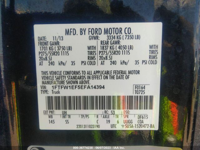 1FTFW1EF5EFA14394 Ford F-150 Xl/xlt/stx/fx4/lariat