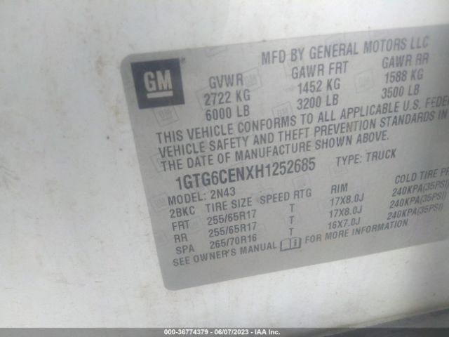 1GTG6CENXH1252685 GMC Canyon 4wd Sle