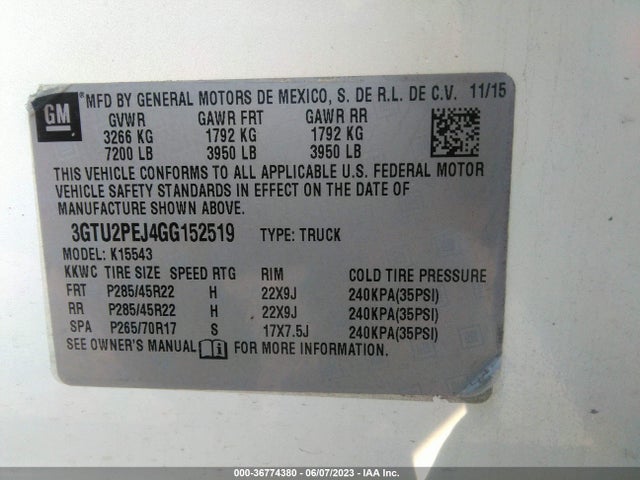GMC Sierra 1500 Denali 2016 3GTU2PEJ4GG152519 Image 9