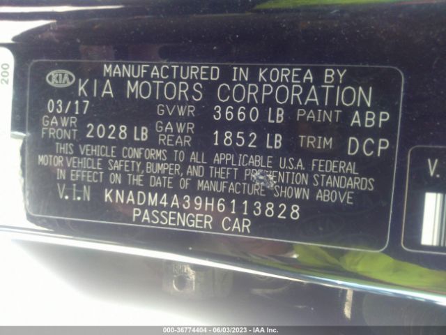 KNADM4A39H6113828 KIA RIO LX
