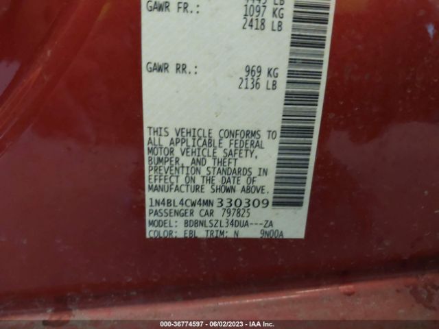 1N4BL4CW4MN330309 Nissan Altima 2.5 Sr