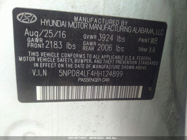 Hyundai ELANTRA SE 2017 5NPD84LF4HH124899 Image 10