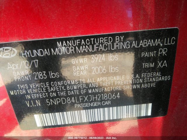 Hyundai Elantra Value Edition 2018 5NPD84LFXJH218064 Image 11