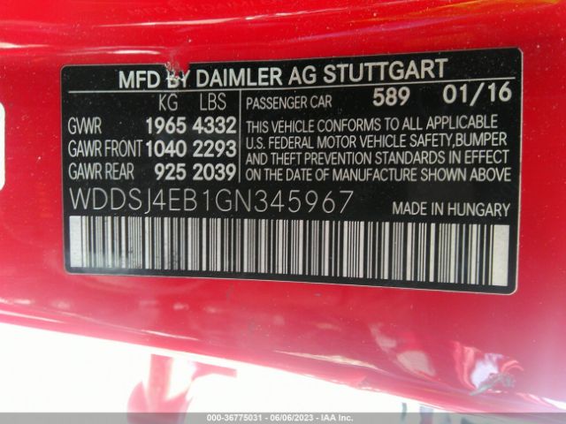 WDDSJ4EB1GN345967 Mercedes-Benz Cla Cla 250