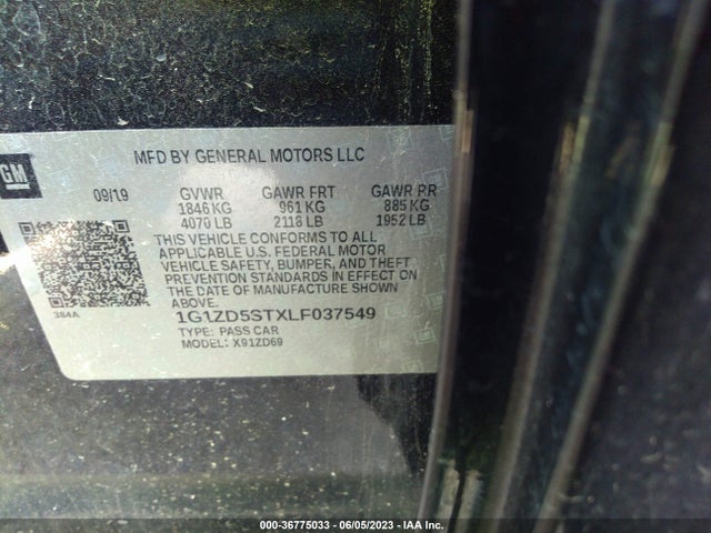 Chevrolet MALIBU LT 2020 1G1ZD5STXLF037549 Image 9
