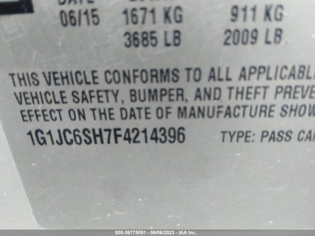Chevrolet SONIC LT 2015 1G1JC6SH7F4214396 Image 10