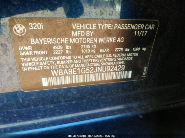 WBA8E1G52JNU92429 BMW 3 Series 320i