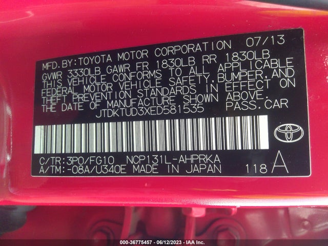 Toyota YARIS LE 2014 JTDKTUD3XED581535 Image 16