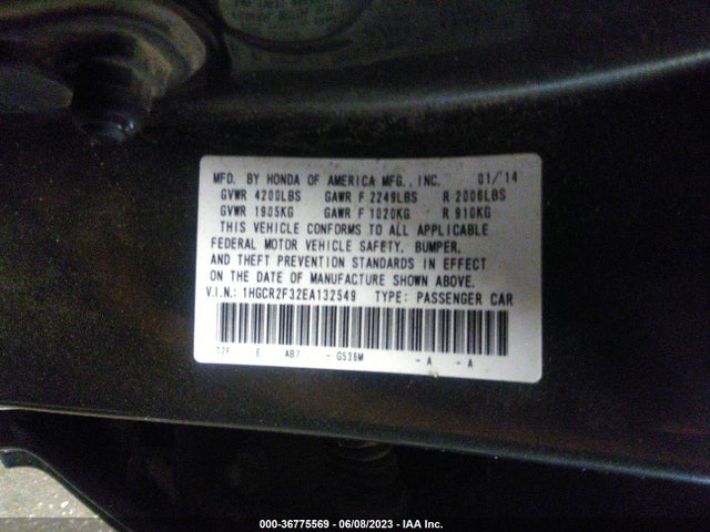 Honda Accord Sedan Lx 2014 1HGCR2F32EA132549 Image 9