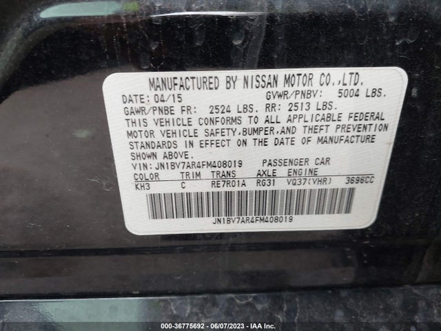 JN1BV7AR4FM408019 Infiniti Q50 Premium