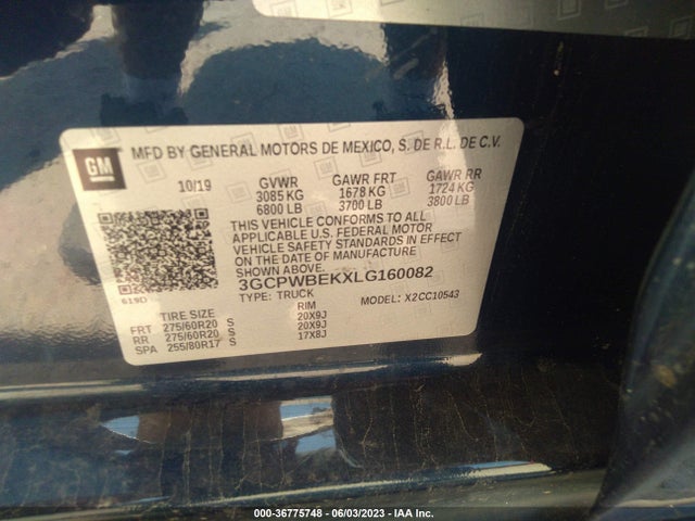 Chevrolet Silverado 1500 Custom 2020 3GCPWBEKXLG160082 Image 9