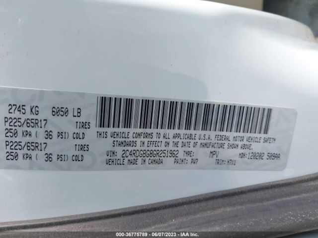 2C4RDGBG8GR251962 Dodge Grand Caravan Se