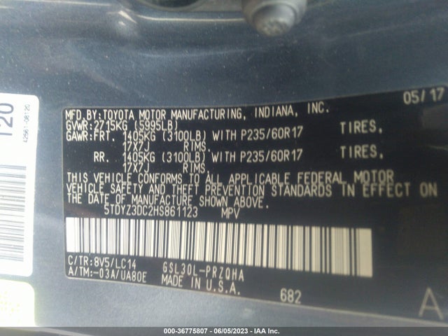 Toyota Sienna Xle Auto Access 2017 5TDYZ3DC2HS861123 Image 10