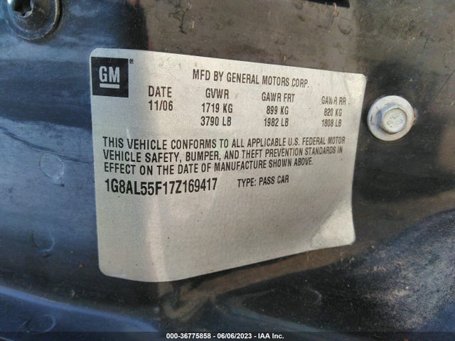 2007 SATURN ION ION 3 VIN: 1G8AL55F17Z169417
