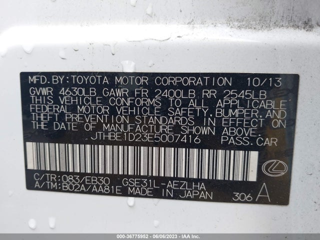 Lexus IS 350 2014 JTHBE1D23E5007416 Image 9