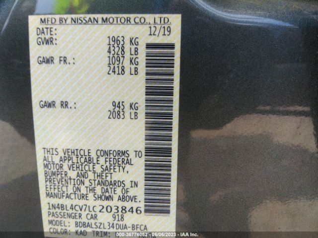 1N4BL4CV7LC203846 Nissan Altima 2.5 Sr