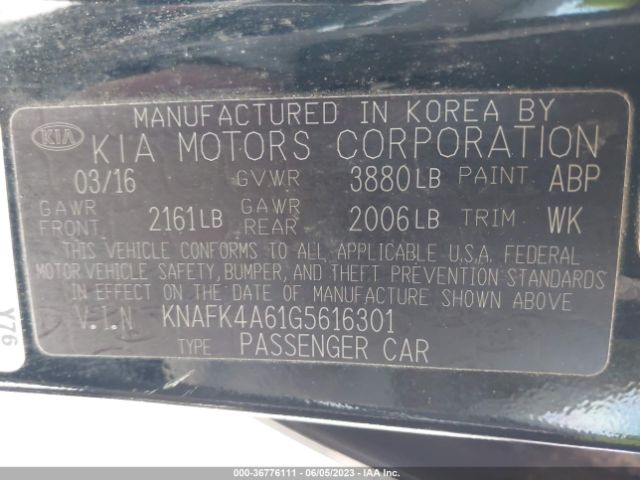 KNAFK4A61G5616301 KIA FORTE LX