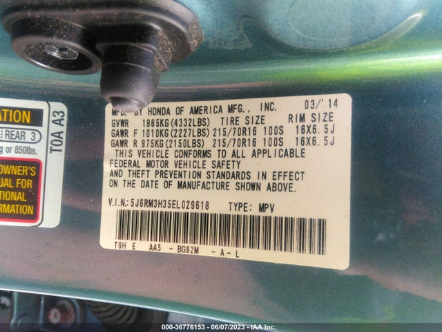 Honda CR-V LX 2014 5J6RM3H35EL029618 Image 9