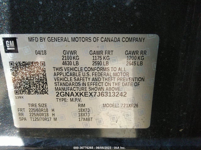 Chevrolet EQUINOX LT 2018 2GNAXKEX7J6313242 Image 10