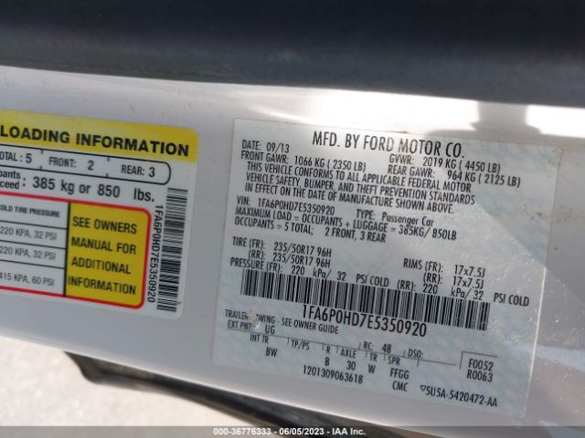 1FA6P0HD7E5350920 Ford FUSION SE
