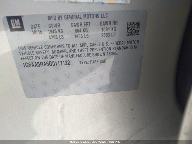 1G6AA5RA6G0117122 Cadillac Ats Sedan Standard Rwd