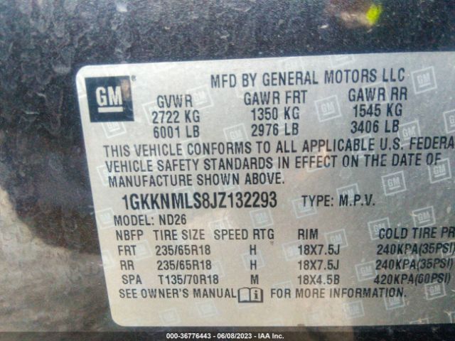 1GKKNMLS8JZ132293 GMC ACADIA SLT