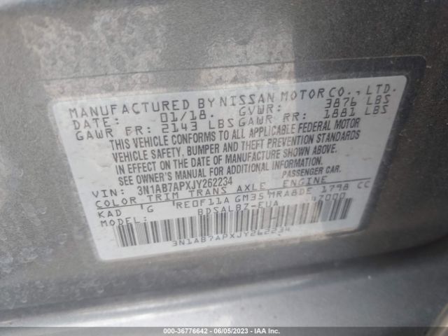 3N1AB7APXJY262234 Nissan SENTRA S