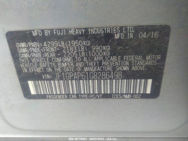 JF1GPAP61G8286498 Subaru Impreza Wagon 2.0i Sport Premium