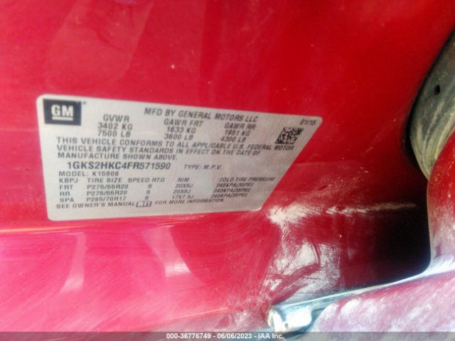 1GKS2HKC4FR571590 GMC Yukon Xl Slt