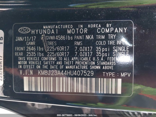 Hyundai TUCSON SE 2017 KM8J23A44HU407529 Image 9