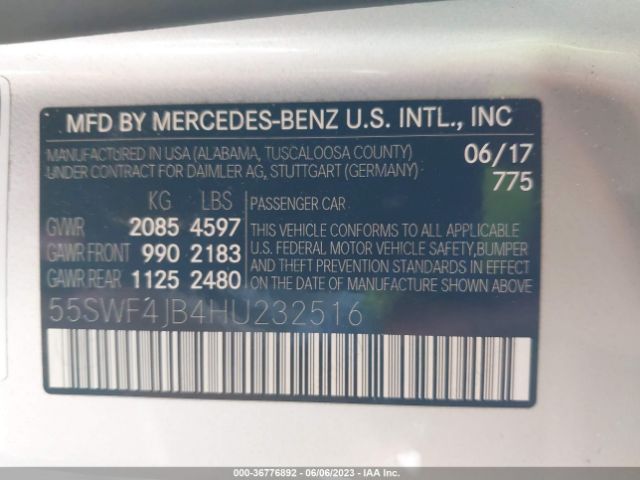 55SWF4JB4HU232516 Mercedes-Benz C-class C 300
