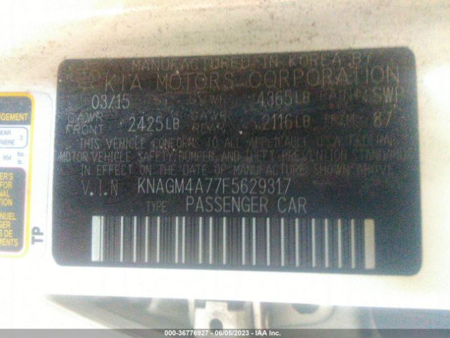 KNAGM4A77F5629317 KIA Optima Lx