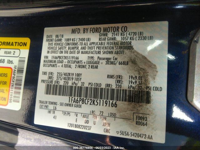 1FA6P8CF2K5119166 Ford MUSTANG GT