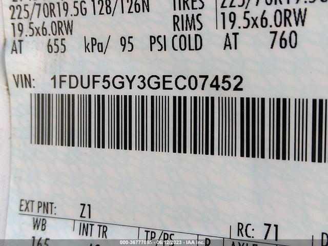 2016 Ford F-550, VIN: 1FDUF5GY3GEC07452