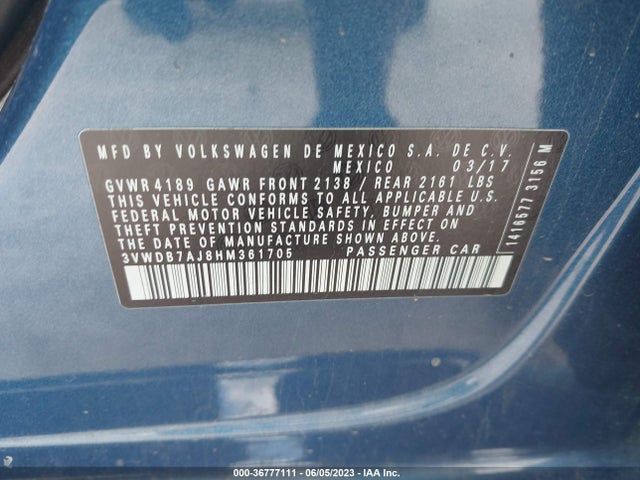 3VWDB7AJ8HM361705 Volkswagen Jetta 1.4t Se