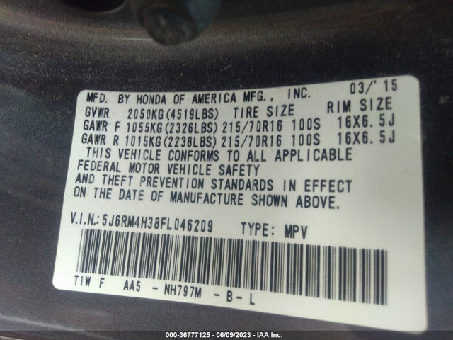 Honda CR-V LX 2015 5J6RM4H38FL046209 Image 15
