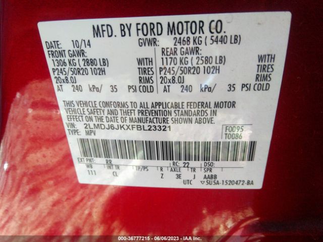 2LMDJ6JKXFBL23321 Lincoln MKX
