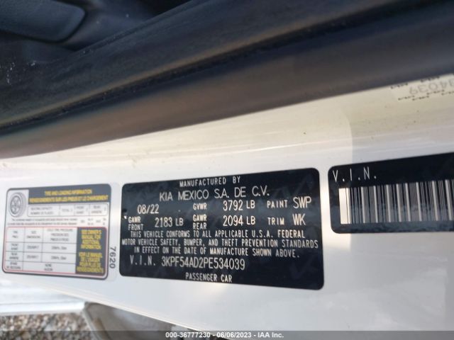 3KPF54AD2PE534039 KIA Forte Gt-line