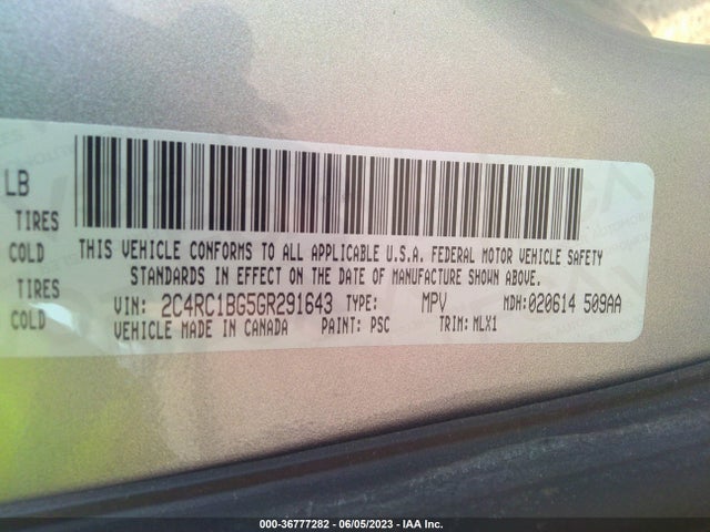2C4RC1BG5GR291643 Chrysler Town & Country Touring