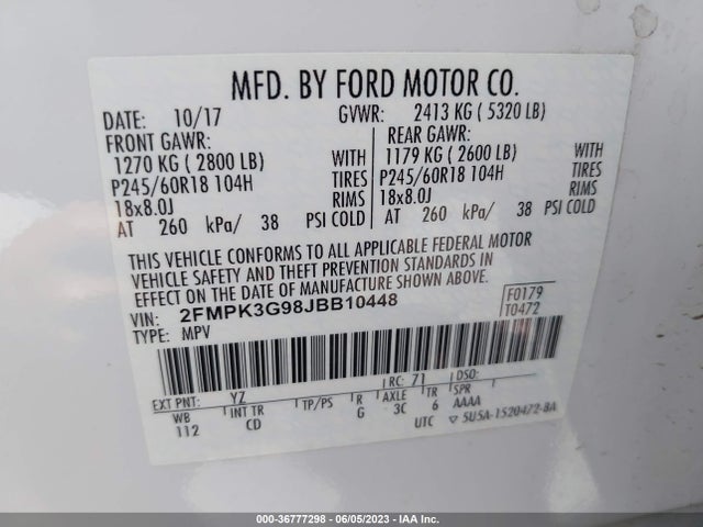 Ford EDGE SE 2018 2FMPK3G98JBB10448 Image 10