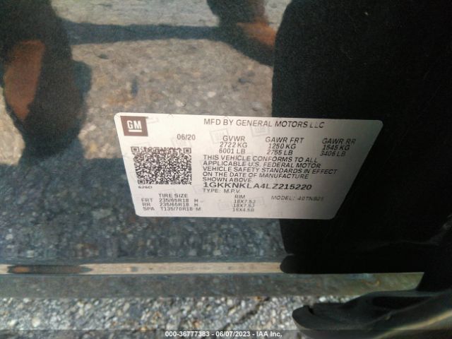 1GKKNKLA4LZ215220 GMC ACADIA SLE