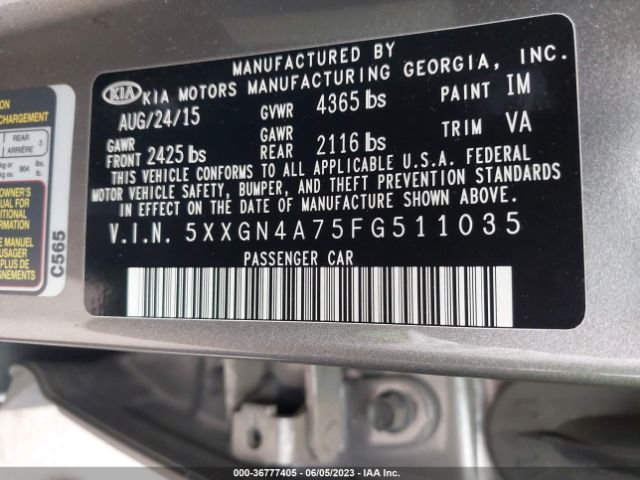 5XXGN4A75FG511035 KIA OPTIMA EX