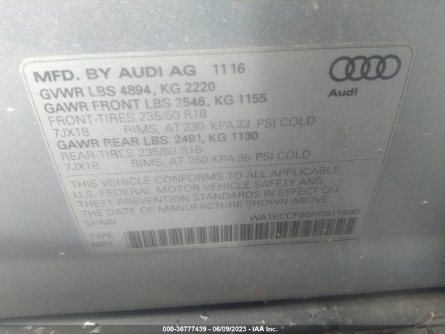 WA1ECCFS0HR011590 Audi Q3 PREMIUM