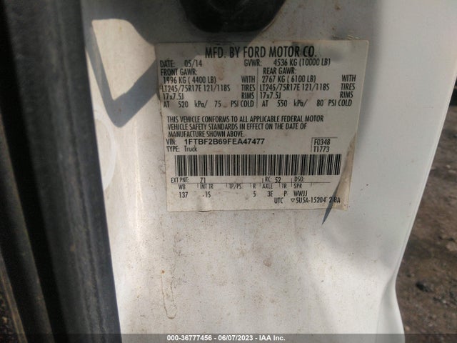 1FTBF2B69FEA47477 Ford Super Duty F-250 Srw Xlt/xl