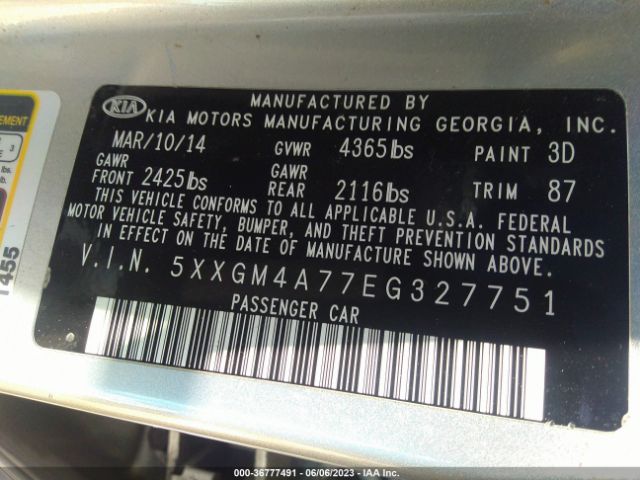 5XXGM4A77EG327751 KIA Optima Lx