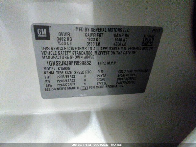 1GKS2JKJ9FR699832 GMC YUKON XL DENALI