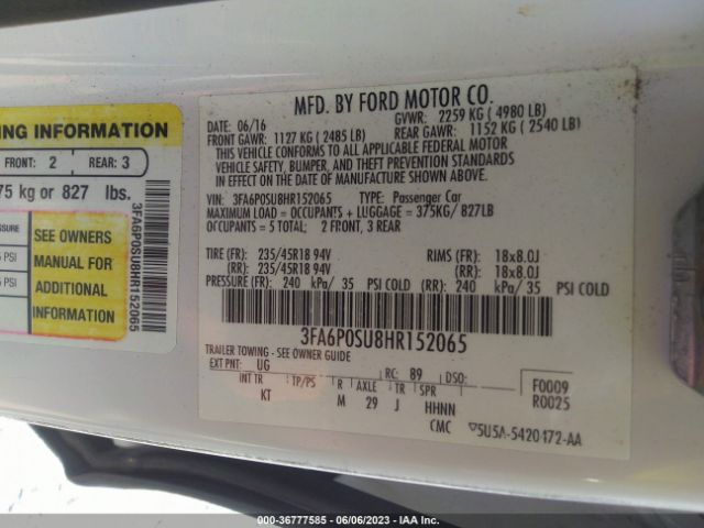 3FA6P0SU8HR152065 Ford Fusion Energi Titanium/platinum