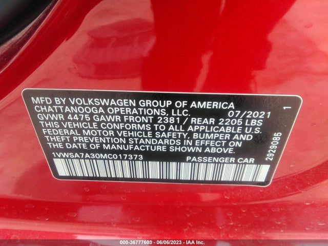 1VWSA7A30MC017373 Volkswagen Passat 2.0t Se